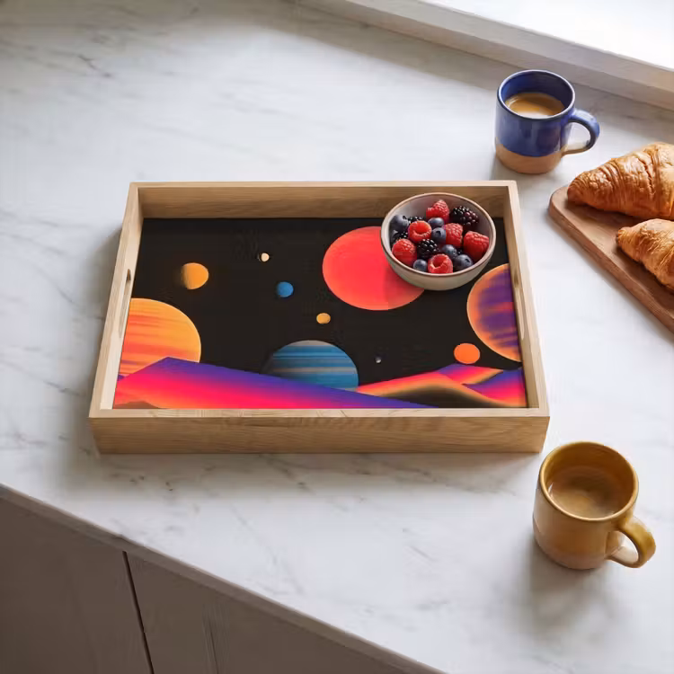 Hemel - Planeten - Felgekleurd Dienblad Rechthoek middel -sfeer2