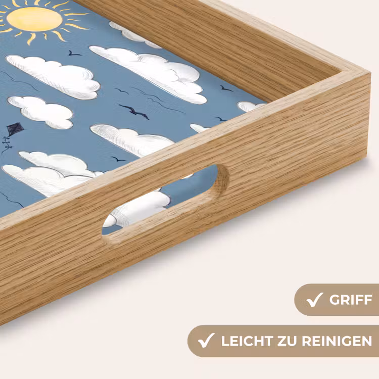 Lucht - Zon - Wolken - Natuur - Blauw Dienblad Rechthoek middel -USP_HandgreepDE