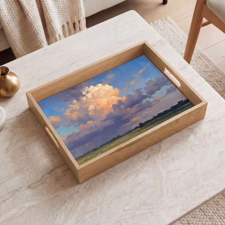 Lucht - Wolken - Landschap - Modern - Oranje Dienblad Rechthoek middel -sfeer1