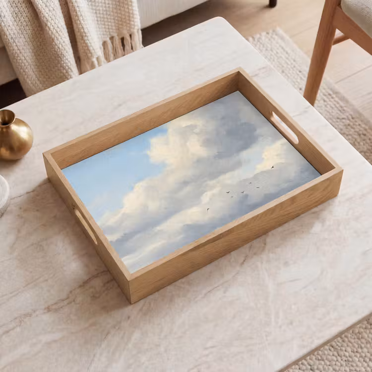 Lucht - Wolken - Natuur - Klassiek - Blauw Dienblad Rechthoek middel -sfeer1
