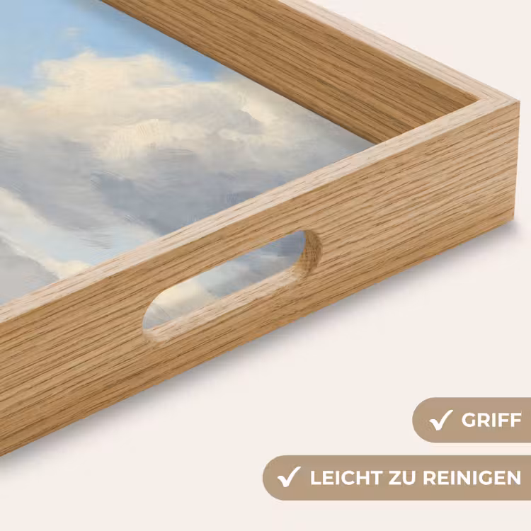 Lucht - Wolken - Natuur - Klassiek - Blauw Dienblad Rechthoek middel -USP_HandgreepDE
