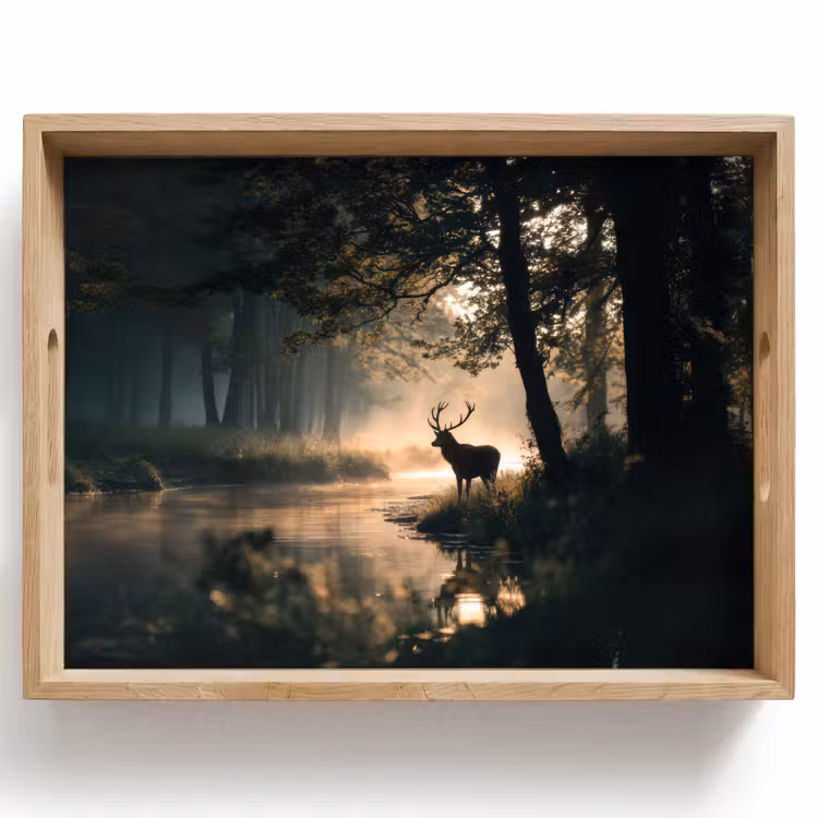 Hert - Bosbeek - Mystiek Dienblad Rechthoek middel -z3d_shopping