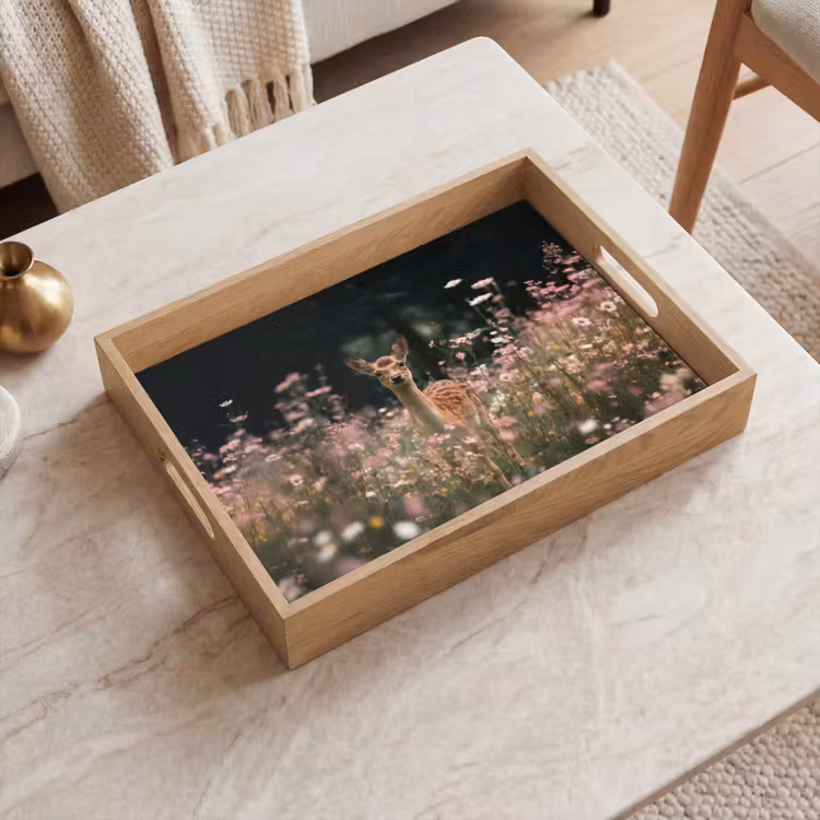 Hert - Wilde bloemen - Bos Dienblad Rechthoek middel -sfeer1