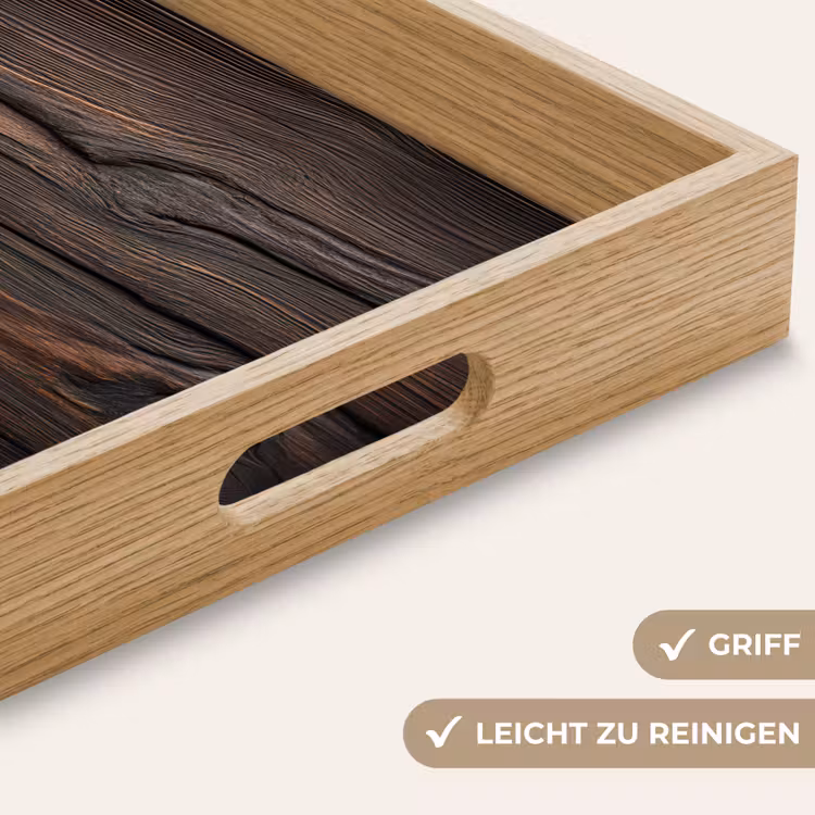 Hout - Grillige nerven Dienblad Rechthoek middel -USP_HandgreepDE