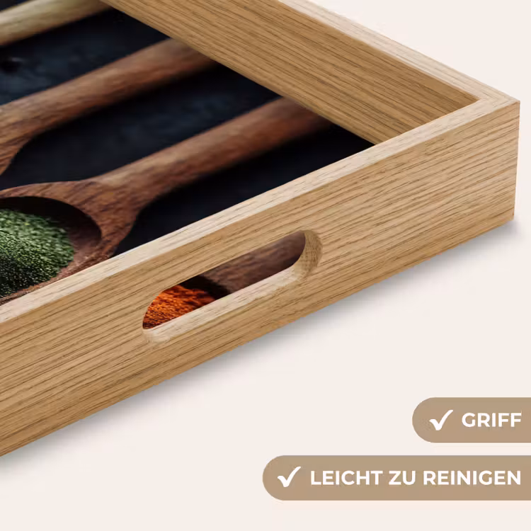 Houten - Lepels - Specerijen - Kruiden Dienblad Rechthoek middel -USP_HandgreepDE