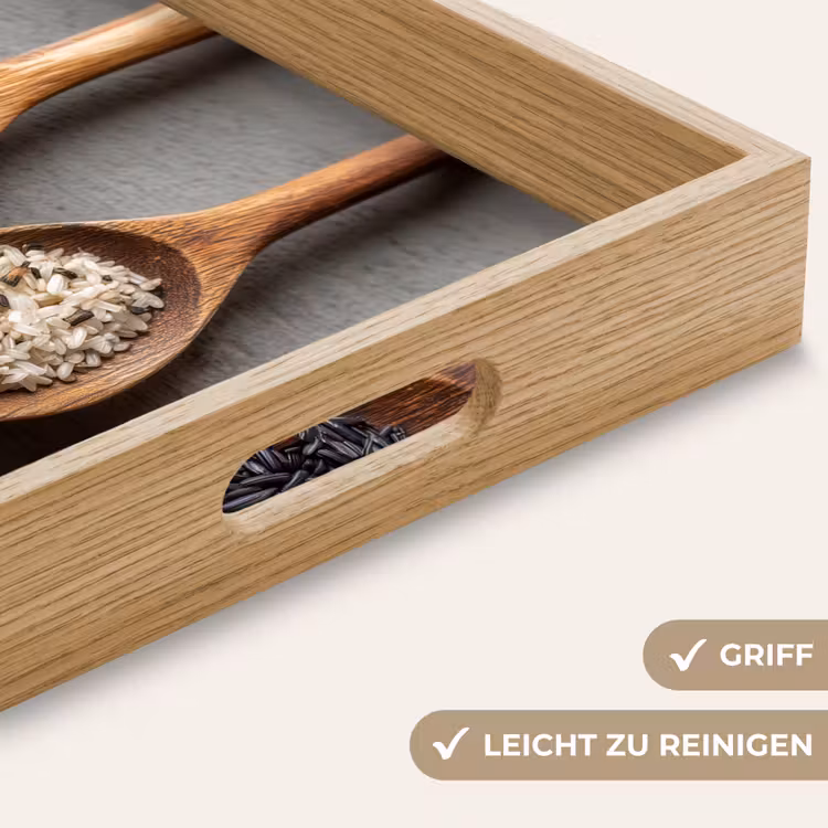 Houten - Lepels - Rijst - Zaden Dienblad Rechthoek middel -USP_HandgreepDE