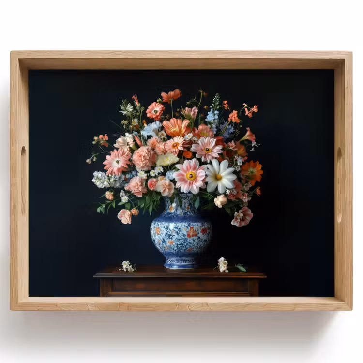 Hout - Vaas - Kleuren - Bloemen Dienblad Rechthoek middel -z3d_shopping