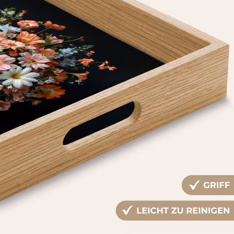 Hout - Vaas - Kleuren - Bloemen Dienblad Rechthoek middel -USP_HandgreepDE