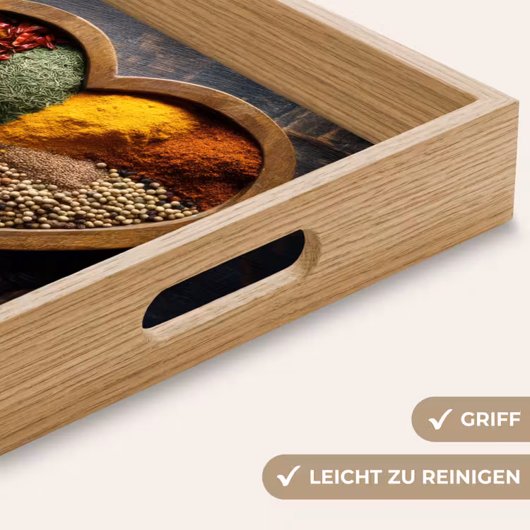 Houten - Hart - Kleurrijke - Specerijen Dienblad Rechthoek middel -USP_HandgreepDE