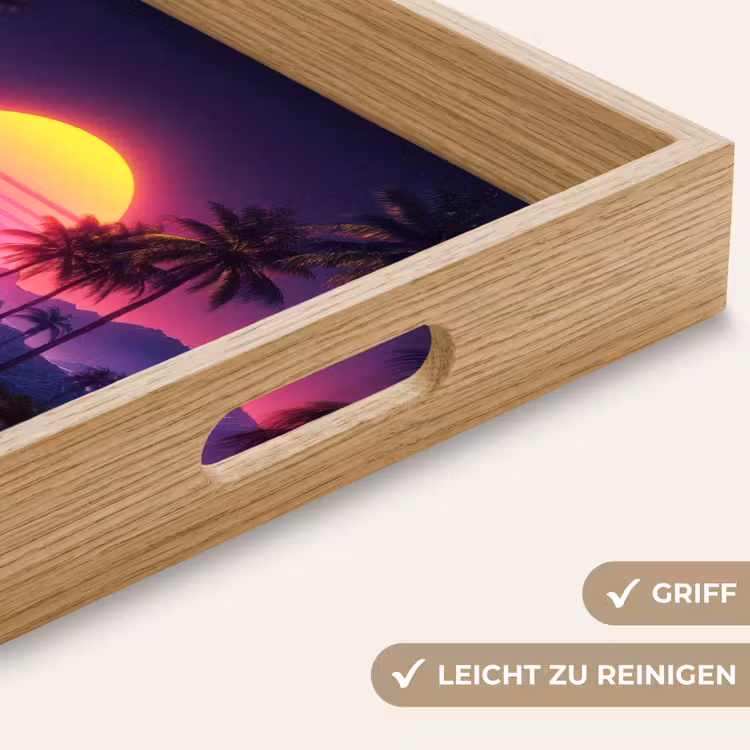 Horizon - Palmbomen - Bergen - Geel Dienblad Rechthoek middel -USP_HandgreepDE