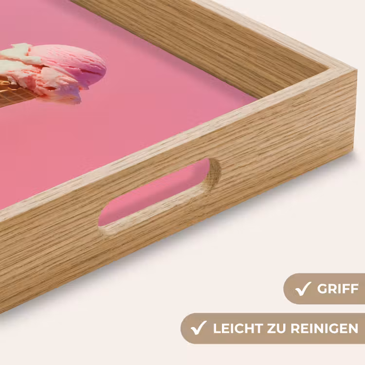 Hoorntje - Schepijs - Roze Dienblad Rechthoek middel -USP_HandgreepDE