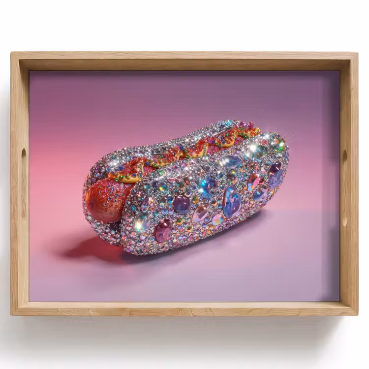Hotdog - Steentjes - Glitters - Paars Dienblad Rechthoek middel -z3d_shopping