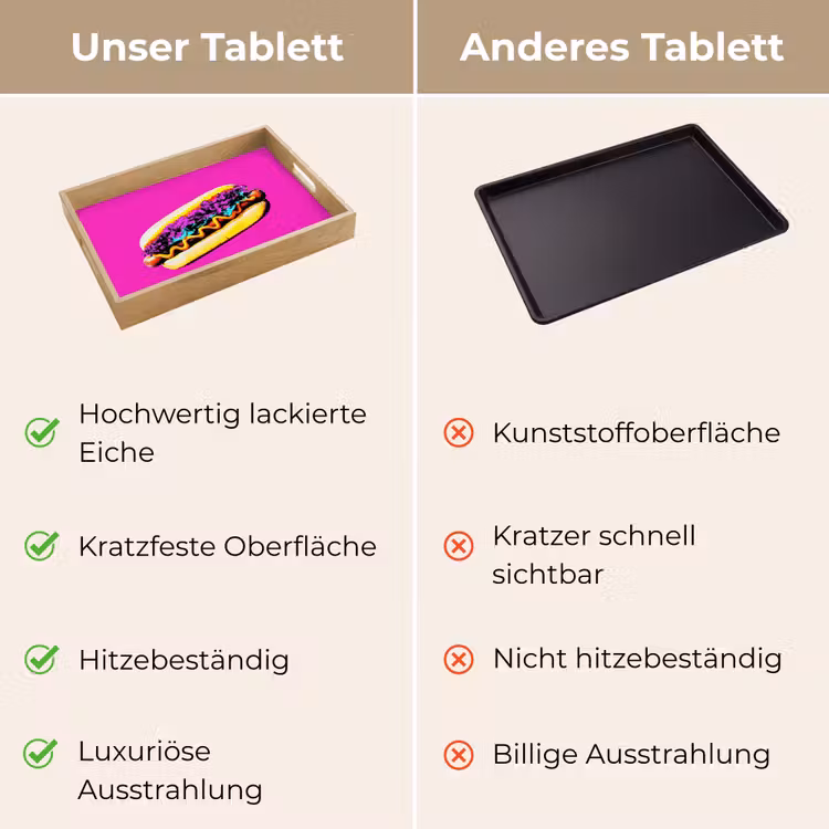 Hotdog - Roze - Retro Dienblad Rechthoek middel -USP_VergelijkingDE