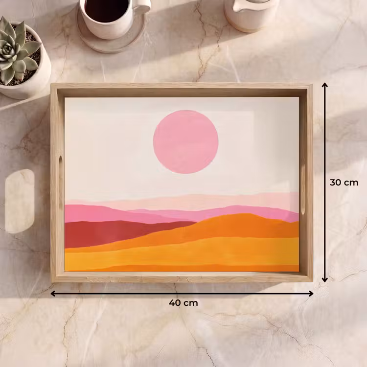 Heuvels - Oranje - Zon - Abstract Dienblad Rechthoek middel -USP_Formaat