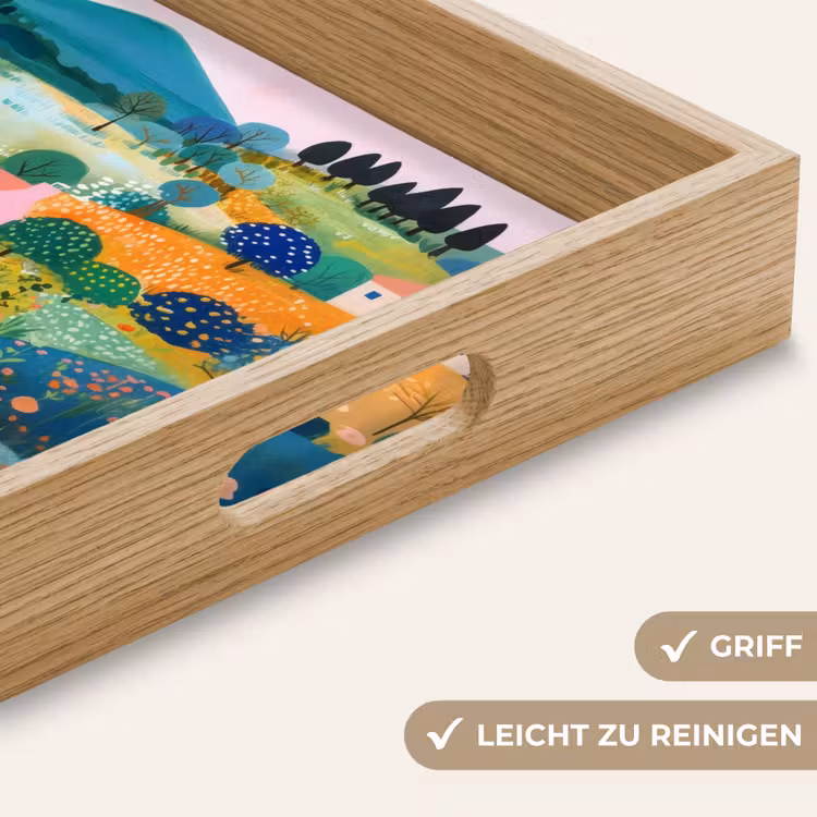 Heuvellandschap - Fantasierijk - Kleurcontrasten Dienblad Rechthoek middel -USP_HandgreepDE