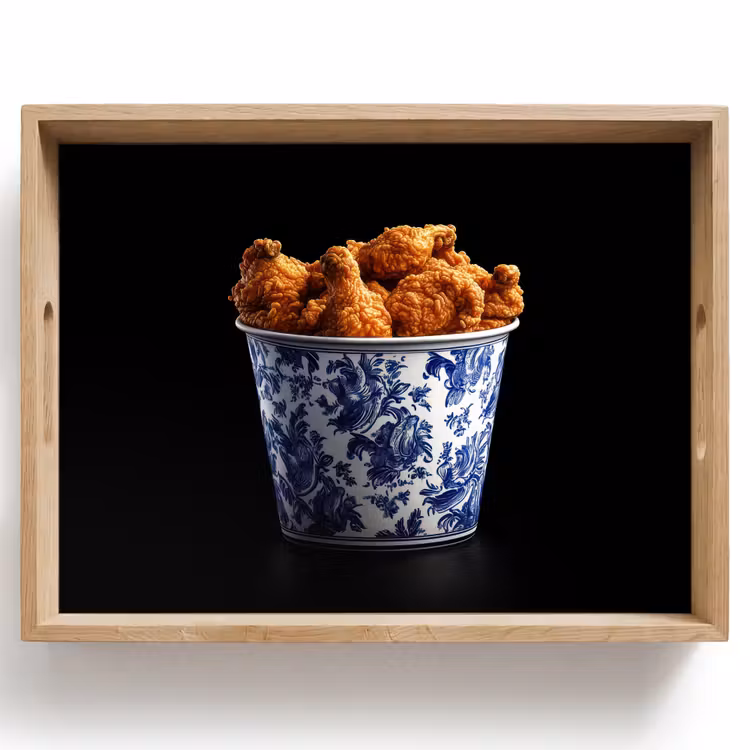 Kip - Bucket - Delfts blauw - Lekker Dienblad Rechthoek middel -z3d_shopping