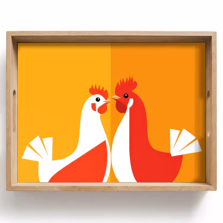 Kippen - Oranje - Vlakken Dienblad Rechthoek middel -z3d_shopping