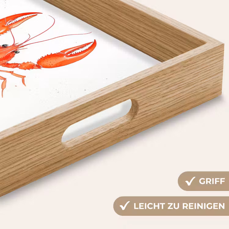 Kreeft - Waterverf - Aquarel - Oranje Dienblad Rechthoek middel -USP_HandgreepDE