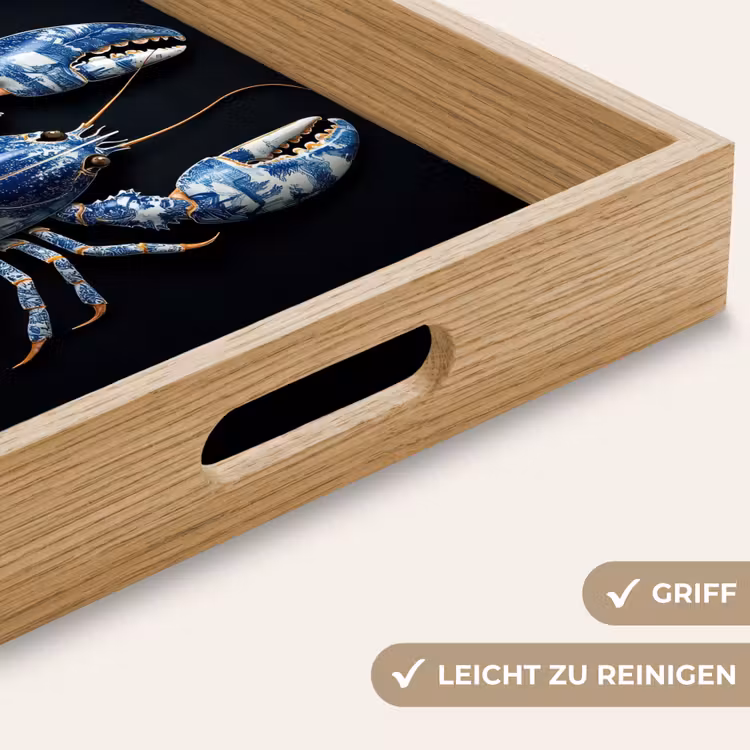Kreeft - Delftsblauw - Schild - Stoer Dienblad Rechthoek middel -USP_HandgreepDE