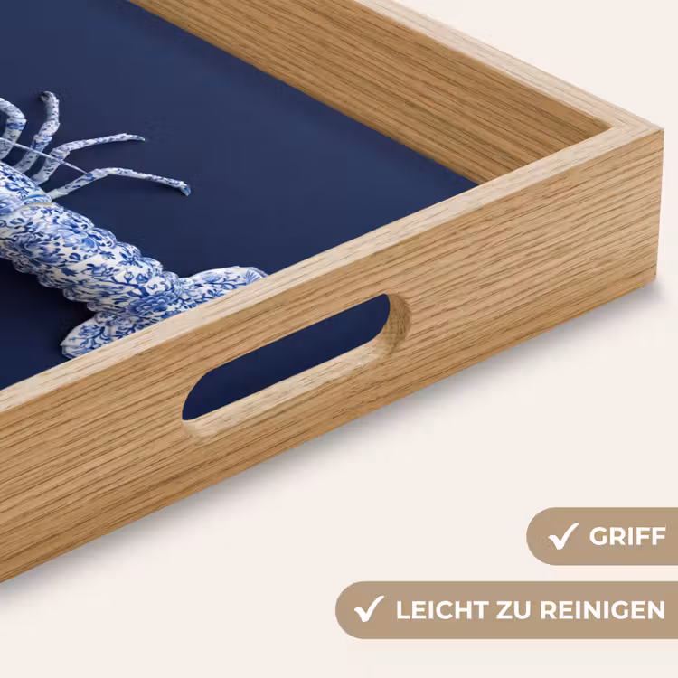 Kreeft - Porselein - Delfts - Blauw Dienblad Rechthoek middel -USP_HandgreepDE