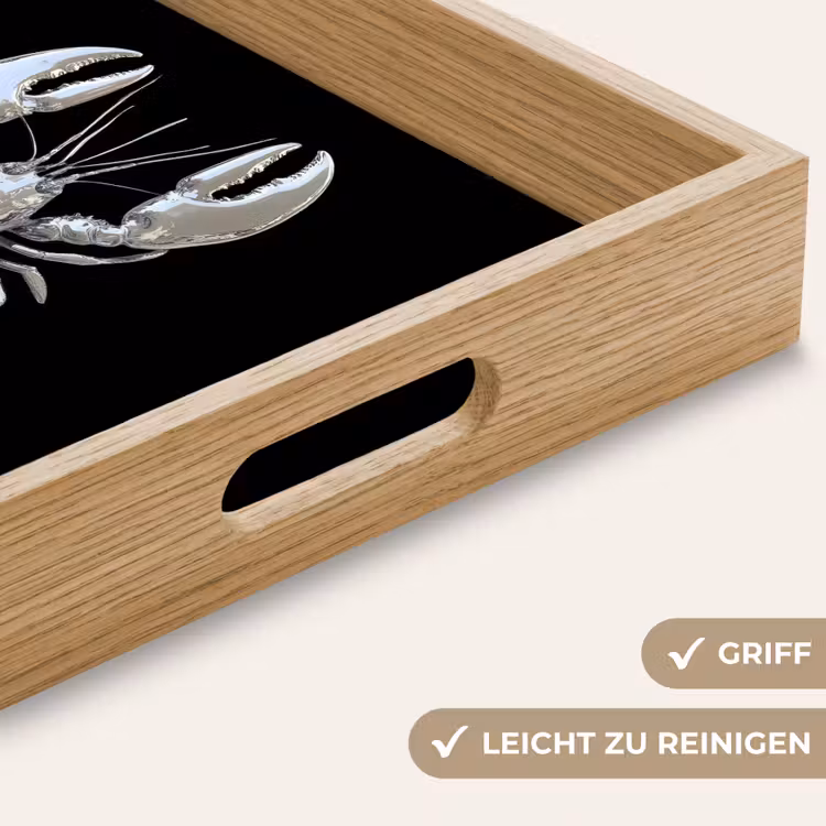 Kreeft - Zilver - Metallic - Luxe Dienblad Rechthoek middel -USP_HandgreepDE