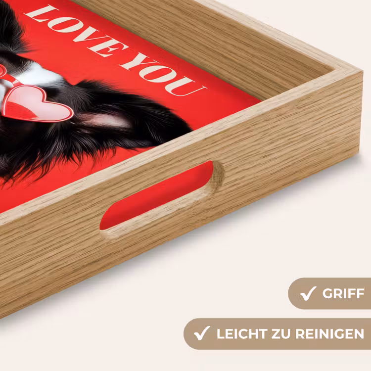 Hond - Hartjesbril - Loveyou - Rood Dienblad Rechthoek middel -USP_HandgreepDE