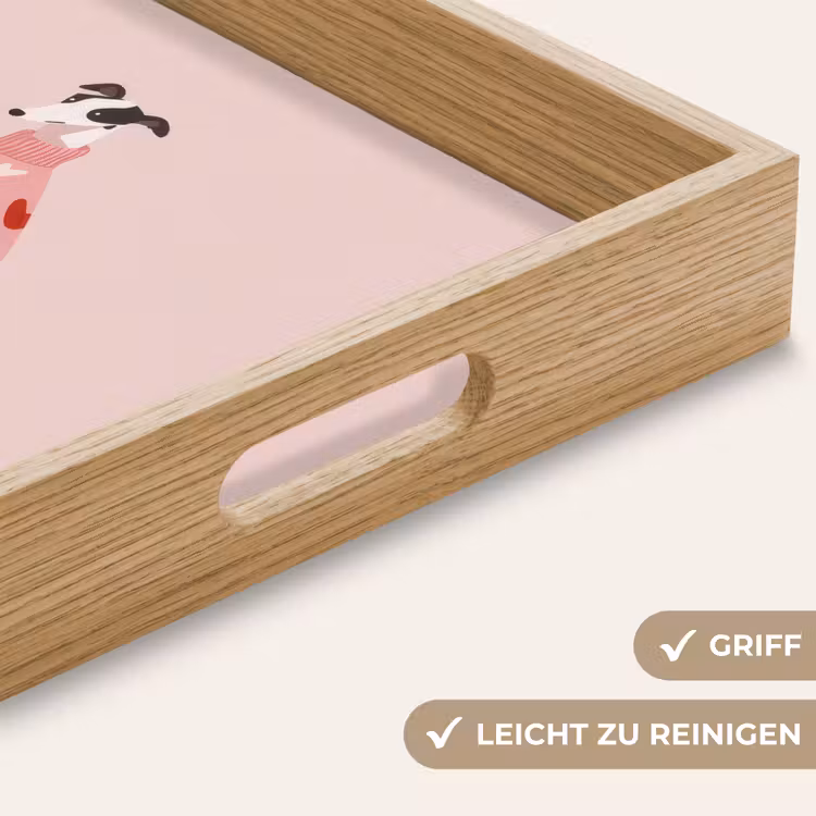 Hond - Hartjes - Roze Dienblad Rechthoek middel -USP_HandgreepDE