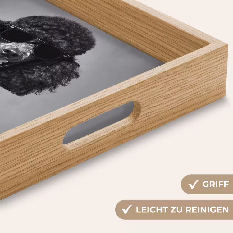 Hond - Krullen - Zonnebril - Wijn Dienblad Rechthoek middel -USP_HandgreepDE
