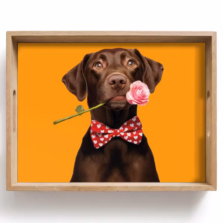 Hond - Oranje - Roos - Valentijn Dienblad Rechthoek middel -z3d_shopping