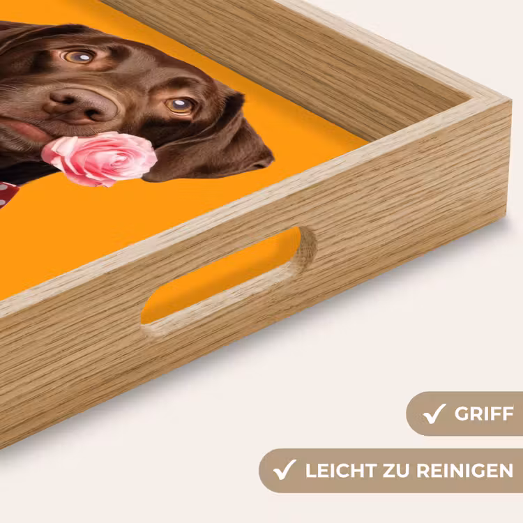 Hond - Oranje - Roos - Valentijn Dienblad Rechthoek middel -USP_HandgreepDE
