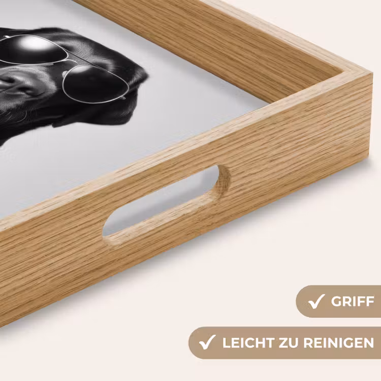 Hond - Zwart - Wijnglas - Zonnebril Dienblad Rechthoek middel -USP_HandgreepDE