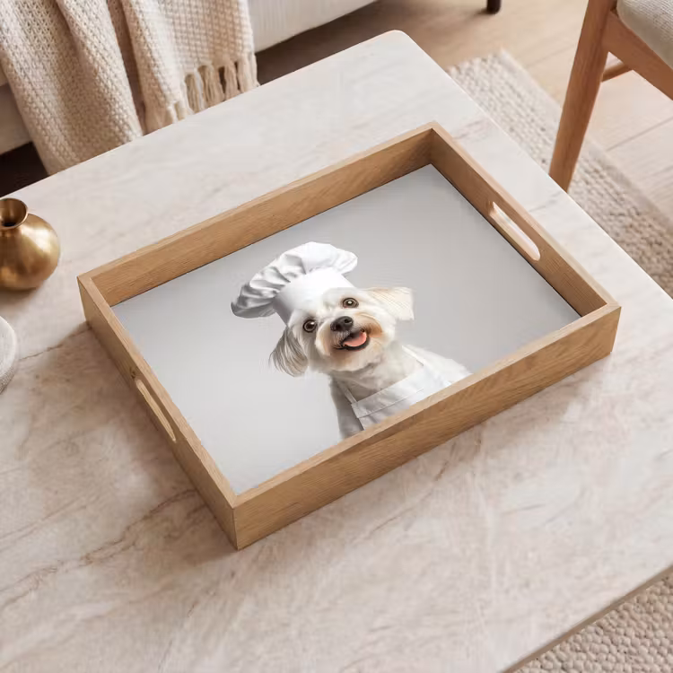 Hond - Wit - Kok Dienblad Rechthoek middel -sfeer1