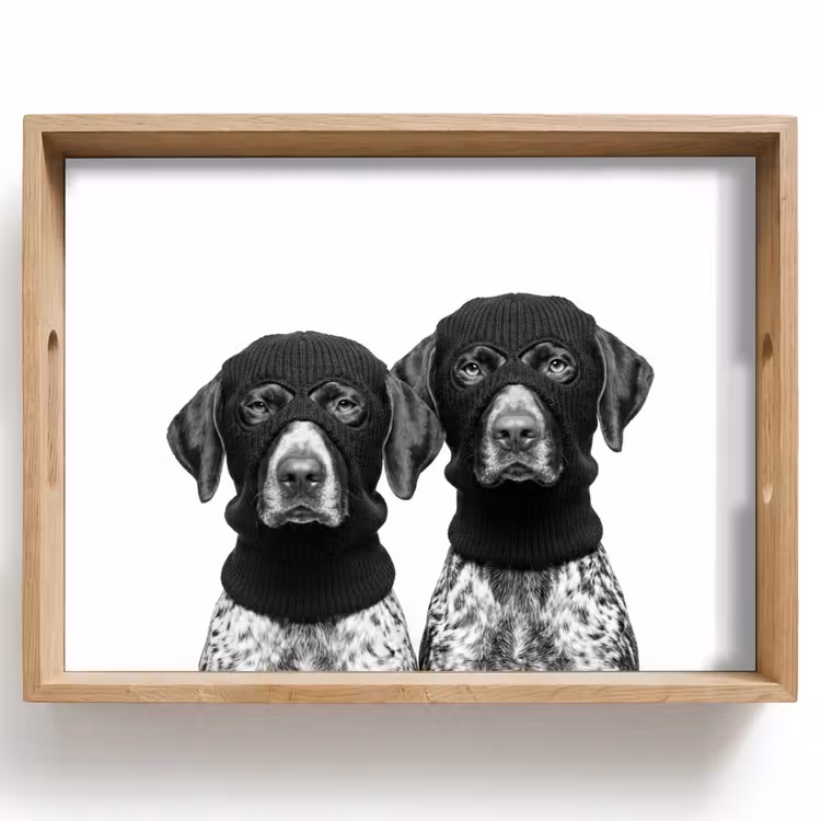 Honden - Bivakmuts - Zwart - wit Dienblad Rechthoek middel -z3d_shopping