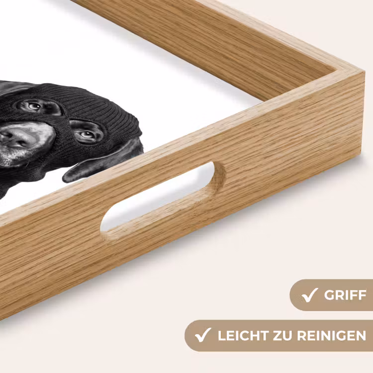 Honden - Bivakmuts - Zwart - wit Dienblad Rechthoek middel -USP_HandgreepDE