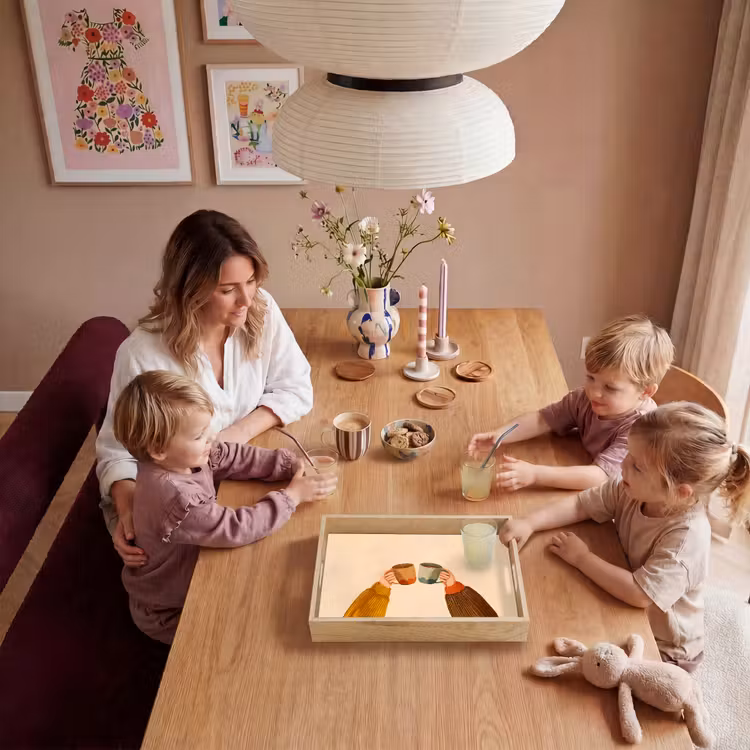 Illustratie - Mokken - Proosten - Bruin Dienblad Rechthoek middel -sfeer4