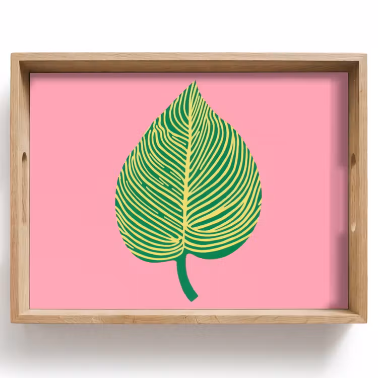 Illustratie - Blad - Minimalistisch - Groen Dienblad Rechthoek middel -z3d_shopping