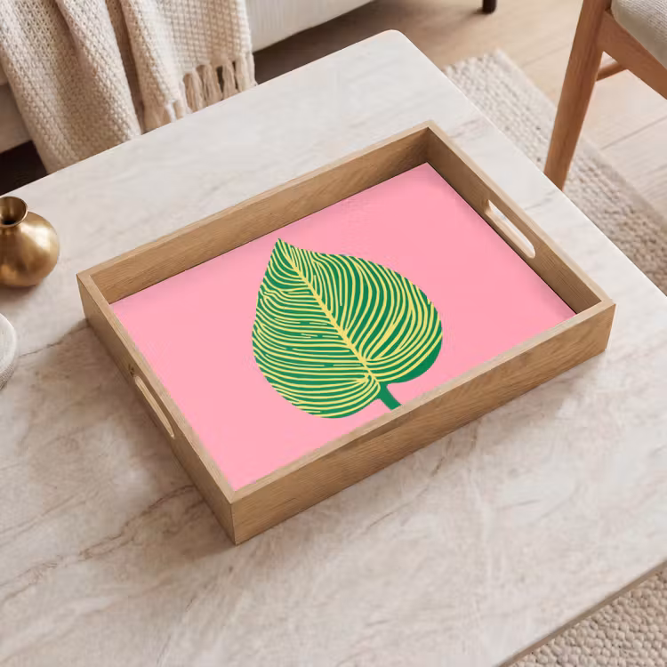 Illustratie - Blad - Minimalistisch - Groen Dienblad Rechthoek middel -sfeer1