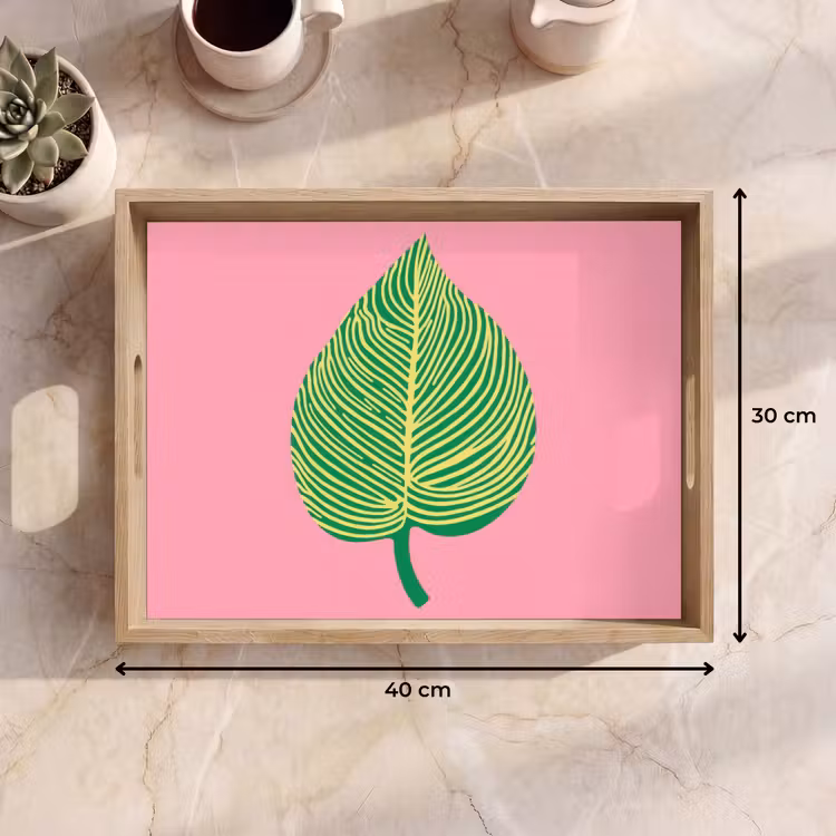 Illustratie - Blad - Minimalistisch - Groen Dienblad Rechthoek middel -USP_Formaat