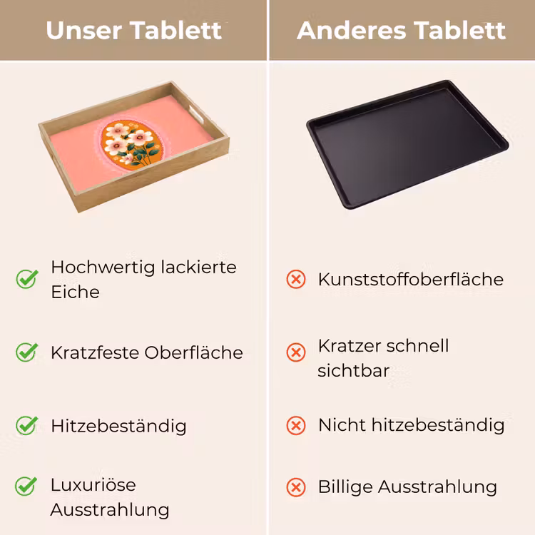 Illustratie - Bloemen - Rand - Roze Dienblad Rechthoek middel -USP_VergelijkingDE