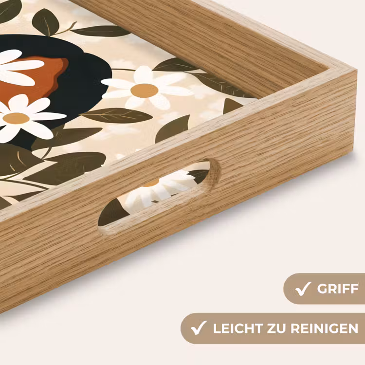 Illustratie - Vrouw - Madeliefjes - Wit Dienblad Rechthoek middel -USP_HandgreepDE