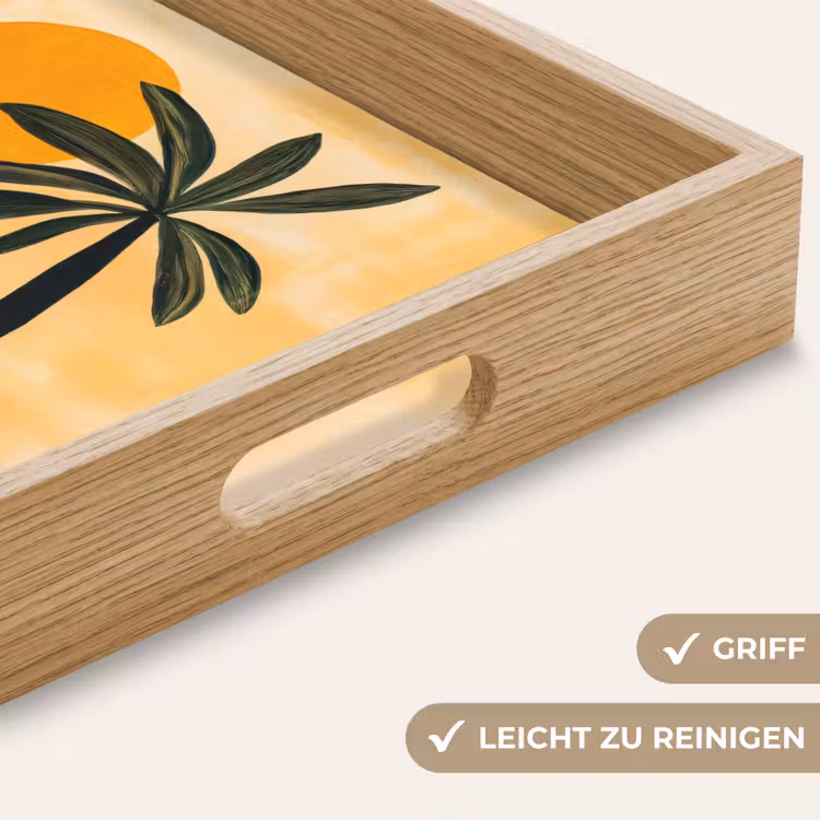 Illustratie - Palmboom - Zon - Heuvels Dienblad Rechthoek middel -USP_HandgreepDE