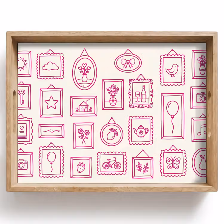 Illustratie - Collectie - Kunst - Minimalistisch - Roze Dienblad Rechthoek middel -z3d_shopping