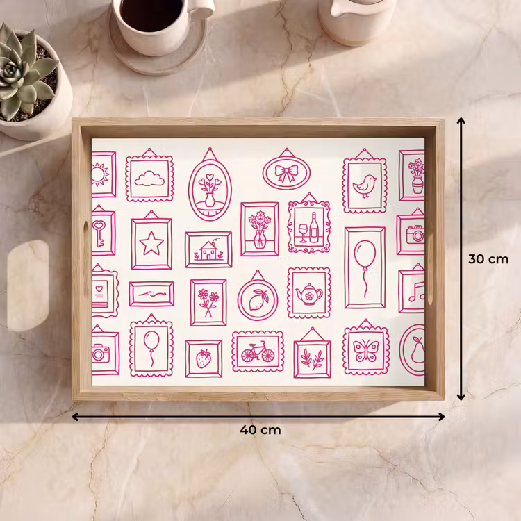 Illustratie - Collectie - Kunst - Minimalistisch - Roze Dienblad Rechthoek middel -USP_Formaat