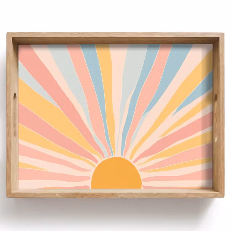 Illustratie - Zon - Pastelkleuren Dienblad Rechthoek middel -z3d_shopping