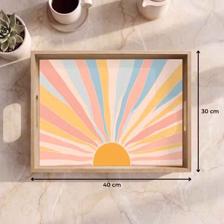 Illustratie - Zon - Pastelkleuren Dienblad Rechthoek middel -USP_Formaat