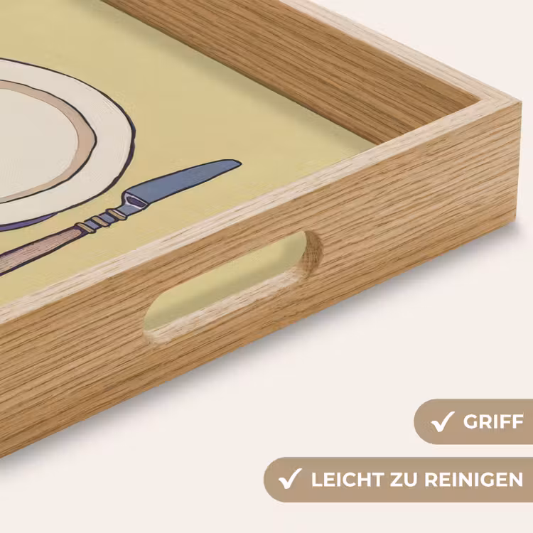 Illustratie - Bord - Bestek - Beige Dienblad Rechthoek middel -USP_HandgreepDE