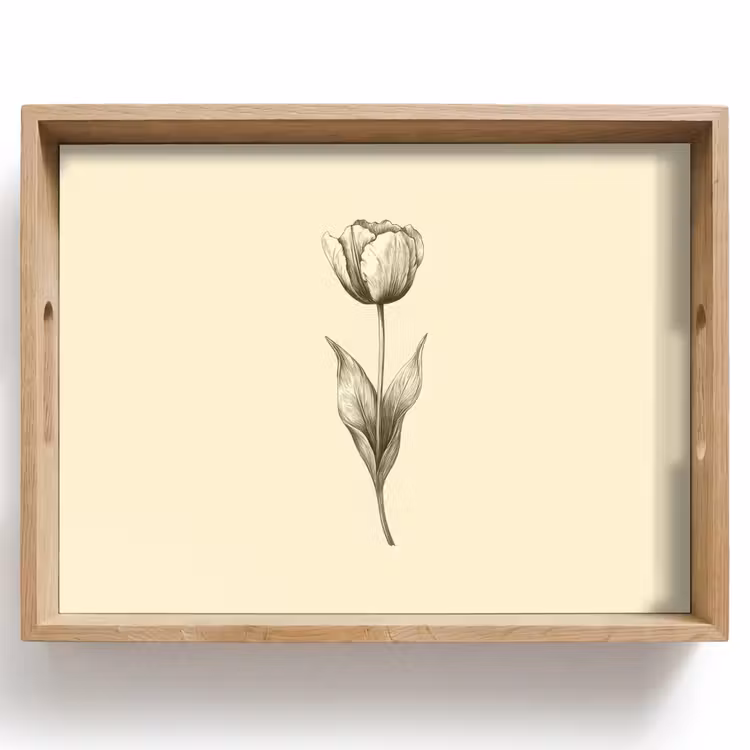 Illustratie - Tulp - Zwart Dienblad Rechthoek middel -z3d_shopping