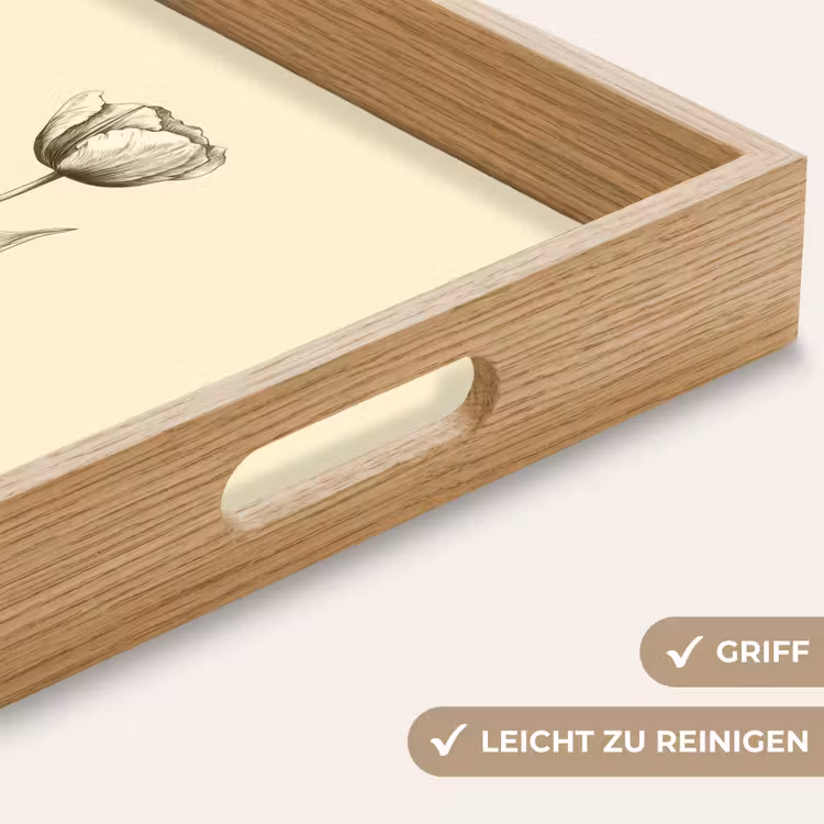 Illustratie - Tulp - Zwart Dienblad Rechthoek middel -USP_HandgreepDE