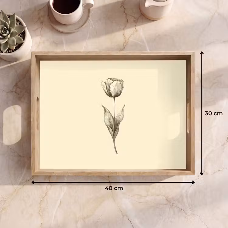 Illustratie - Tulp - Zwart Dienblad Rechthoek middel -USP_Formaat