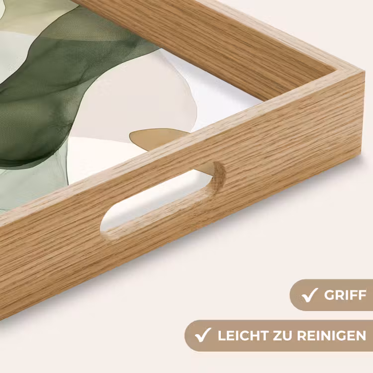 Japandi - Abstract - Groen Dienblad Rechthoek middel -USP_HandgreepDE